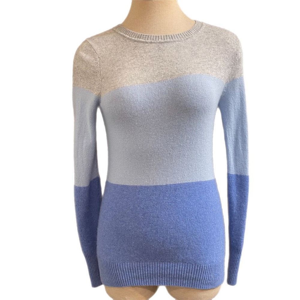 Nanette Lepore 2Ply Cashmere Grey Blue Sweater Size Medium